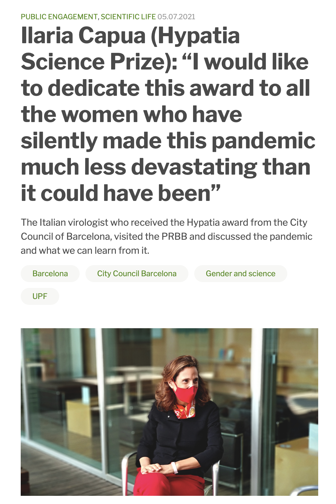 Ilaria_Capua_editoriali_I would like to dedicate this award to all the women who have silently made this pandemic much less devastating than it could have been